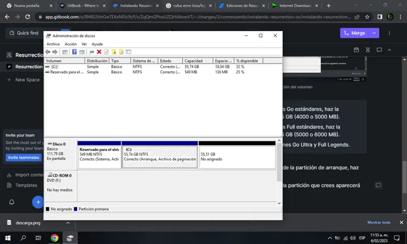 Apariencia del espacio no asignado